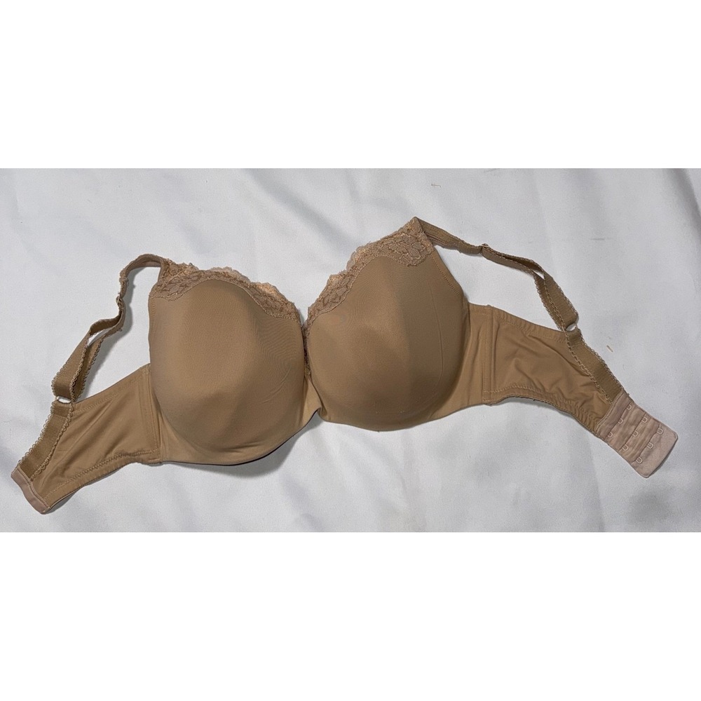 Le Mystere Tan Nude Lace Trim Underwire T-Shirt Bra 36G